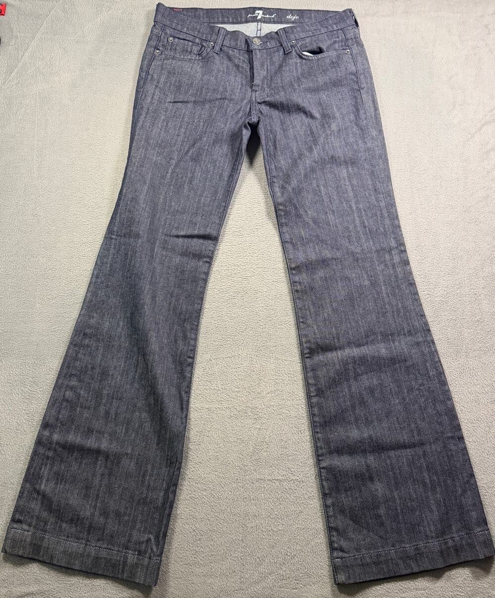7 For All Mankind Dojo Dark Wash Wide Leg Flare Trouser Jeans Womens Size 30